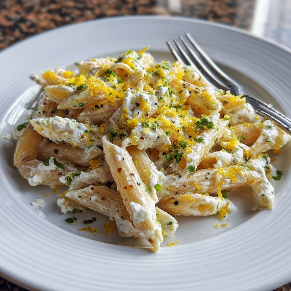 Penne mit Ricotta und Zitrone