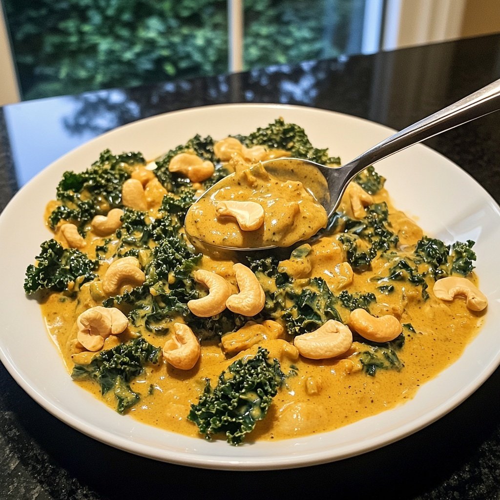 Veganes Grünkohlcurry mit Cashewkernen