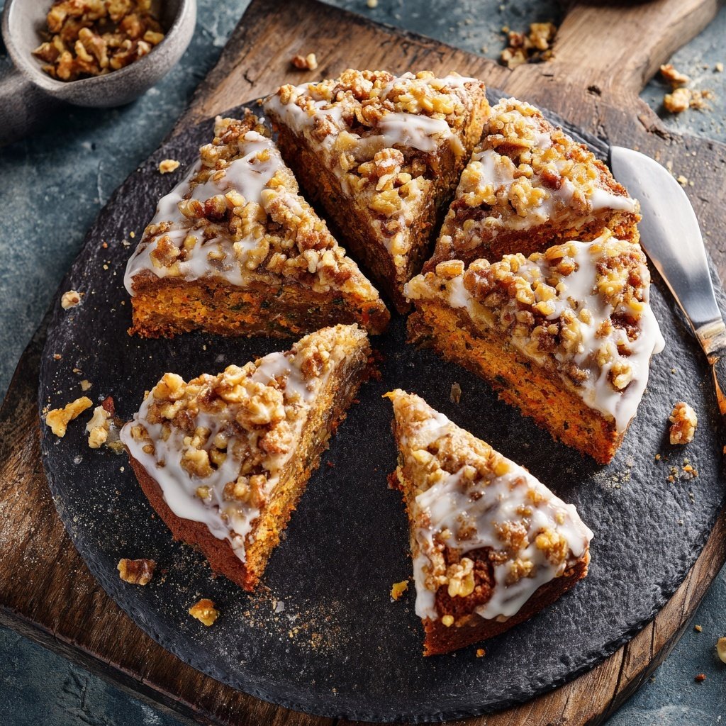 Karottenkuchen Mit Nuss Topping